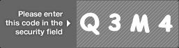 captcha code for visual authentication  letter Q number 3 letter M number 4